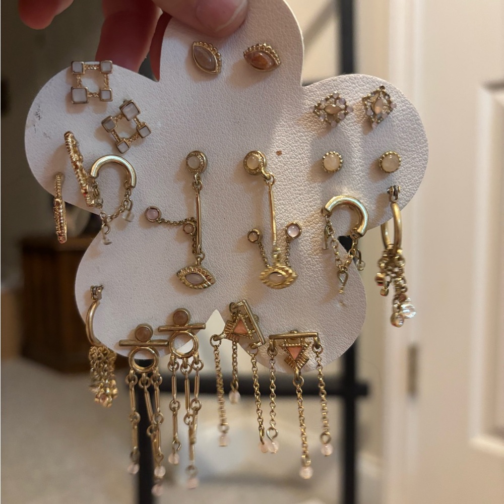 Free People Gold and Pink Earring Set